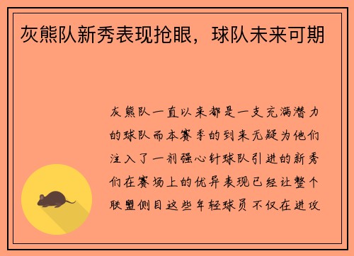 灰熊队新秀表现抢眼，球队未来可期